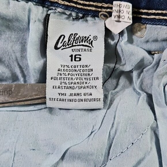 California Vintage Jeans Women's 16 (W34 L26) Med Wash Tapered Cut Distressed - Picture 7 of 16